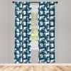 Ambesonne Botanical Curtains, Minimal Watercolor Leaves on Minimal Geometric Shapes in Cold Colors, Window Treatments 2 Panel Set for Living Room Bedroom, Pair of – 28″ x 63″, Grey Teal Slate Blue(Teal Pink)