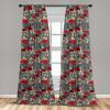 Ambesonne Botanical Curtains, Minimal Watercolor Leaves on Minimal Geometric Shapes in Cold Colors, Window Treatments 2 Panel Set for Living Room Bedroom, Pair of – 28″ x 63″, Grey Teal Slate Blue(Beige Grey)