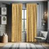 Ambesonne Botanical Curtains, Minimal Watercolor Leaves on Minimal Geometric Shapes in Cold Colors, Window Treatments 2 Panel Set for Living Room Bedroom, Pair of – 28″ x 63″, Grey Teal Slate Blue(Marigold Mustard)