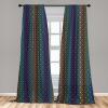 Ambesonne Botanical Curtains, Minimal Watercolor Leaves on Minimal Geometric Shapes in Cold Colors, Window Treatments 2 Panel Set for Living Room Bedroom, Pair of – 28″ x 63″, Grey Teal Slate Blue(Blue Orange)