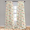 Ambesonne Botanical Curtains, Minimal Watercolor Leaves on Minimal Geometric Shapes in Cold Colors, Window Treatments 2 Panel Set for Living Room Bedroom, Pair of – 28″ x 63″, Grey Teal Slate Blue(Brown Orange)