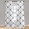 Ambesonne Botanical Curtains, Minimal Watercolor Leaves on Minimal Geometric Shapes in Cold Colors, Window Treatments 2 Panel Set for Living Room Bedroom, Pair of – 28″ x 63″, Grey Teal Slate Blue(White and Black)