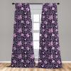 Ambesonne Botanical Curtains, Vintage Floral Pattern with Detailed Exotic Leaves from Different Trees, Window Treatments 2 Panel Set for Living Room Bedroom, Pair of – 28″ x 84″, Green and Ivory(Purple)