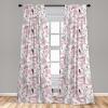 Ambesonne Botanical Curtains, Vintage Floral Pattern with Detailed Exotic Leaves from Different Trees, Window Treatments 2 Panel Set for Living Room Bedroom, Pair of – 28″ x 84″, Green and Ivory(Pink Rose)