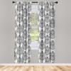 Ambesonne Botanical Curtains, Vintage Floral Pattern with Detailed Exotic Leaves from Different Trees, Window Treatments 2 Panel Set for Living Room Bedroom, Pair of – 28″ x 84″, Green and Ivory(White and Black)