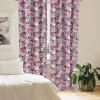 Ambesonne Botanical Curtains, Vintage Floral Pattern with Detailed Exotic Leaves from Different Trees, Window Treatments 2 Panel Set for Living Room Bedroom, Pair of – 28″ x 84″, Green and Ivory(Red Grey)