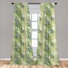 Ambesonne Botanical Curtains, Vintage Floral Pattern with Detailed Exotic Leaves from Different Trees, Window Treatments 2 Panel Set for Living Room Bedroom, Pair of – 28″ x 84″, Green and Ivory(Green Ecru)