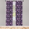 Ambesonne Botanical Curtains, Vintage Floral Pattern with Detailed Exotic Leaves from Different Trees, Window Treatments 2 Panel Set for Living Room Bedroom, Pair of – 28″ x 84″, Green and Ivory(Purple)