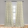 Ambesonne Botanical Curtains, Vintage Floral Pattern with Detailed Exotic Leaves from Different Trees, Window Treatments 2 Panel Set for Living Room Bedroom, Pair of – 28″ x 84″, Green and Ivory(Yellow Grey)