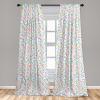 Ambesonne Botanical Curtains, Vintage Floral Pattern with Detailed Exotic Leaves from Different Trees, Window Treatments 2 Panel Set for Living Room Bedroom, Pair of – 28″ x 84″, Green and Ivory(Pink Blue)