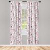 Ambesonne Botanical Curtains, Vintage Floral Pattern with Detailed Exotic Leaves from Different Trees, Window Treatments 2 Panel Set for Living Room Bedroom, Pair of – 28″ x 84″, Green and Ivory(Pink Rose)