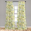 Ambesonne Botanical Curtains, Vintage Floral Pattern with Detailed Exotic Leaves from Different Trees, Window Treatments 2 Panel Set for Living Room Bedroom, Pair of – 28″ x 84″, Green and Ivory(Green Fern)