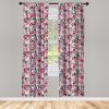 Ambesonne Botanical Curtains, Vintage Floral Pattern with Detailed Exotic Leaves from Different Trees, Window Treatments 2 Panel Set for Living Room Bedroom, Pair of – 28″ x 84″, Green and Ivory(Red Grey)