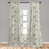 Ambesonne Botanical Curtains, Vintage Floral Pattern with Detailed Exotic Leaves from Different Trees, Window Treatments 2 Panel Set for Living Room Bedroom, Pair of – 28″ x 84″, Green and Ivory(Mustard Green)