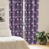 Ambesonne Botanical Curtains, Vintage Floral Pattern with Detailed Exotic Leaves from Different Trees, Window Treatments 2 Panel Set for Living Room Bedroom, Pair of – 28″ x 84″, Green and Ivory(Purple)