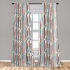 Ambesonne Botanical Curtains, Watercolor Fall Branches and Geometric Mid Century Modern Autumnal Art, Window Treatments 2 Panel Set for Living Room Bedroom, Pair of – 28″ x 84″, Forest Green Rust Tan(Red and Black)