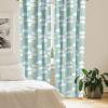Ambesonne Botanical Curtains, Watercolor Fall Branches and Geometric Mid Century Modern Autumnal Art, Window Treatments 2 Panel Set for Living Room Bedroom, Pair of – 28″ x 84″, Forest Green Rust Tan(Teal Blue)