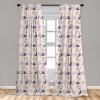 Ambesonne Botanical Curtains, Watercolor Fall Branches and Geometric Mid Century Modern Autumnal Art, Window Treatments 2 Panel Set for Living Room Bedroom, Pair of – 28″ x 84″, Forest Green Rust Tan(Indigo Champagne)