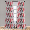 Ambesonne Botanical Curtains, Watercolor Fall Branches and Geometric Mid Century Modern Autumnal Art, Window Treatments 2 Panel Set for Living Room Bedroom, Pair of – 28″ x 84″, Forest Green Rust Tan(Red Black)