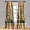 Ambesonne Botanical Curtains, Watercolor Fall Branches and Geometric Mid Century Modern Autumnal Art, Window Treatments 2 Panel Set for Living Room Bedroom, Pair of – 28″ x 84″, Forest Green Rust Tan(Forest Green Rust Tan)