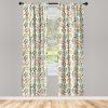Ambesonne Botanical Curtains, Watercolor Fall Branches and Geometric Mid Century Modern Autumnal Art, Window Treatments 2 Panel Set for Living Room Bedroom, Pair of – 28″ x 84″, Forest Green Rust Tan(Orange)