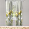 Ambesonne Botanical Curtains, Watercolor Fall Branches and Geometric Mid Century Modern Autumnal Art, Window Treatments 2 Panel Set for Living Room Bedroom, Pair of – 28″ x 84″, Forest Green Rust Tan(Pale Mustard and Grey Teal)
