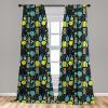 Ambesonne Botanical Curtains, Watercolor Fall Branches and Geometric Mid Century Modern Autumnal Art, Window Treatments 2 Panel Set for Living Room Bedroom, Pair of – 28″ x 84″, Forest Green Rust Tan(Turquoise Yellow)