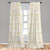 Ambesonne Botanical Curtains, Watercolor Fall Branches and Geometric Mid Century Modern Autumnal Art, Window Treatments 2 Panel Set for Living Room Bedroom, Pair of – 28″ x 84″, Forest Green Rust Tan(Earth Yellow)