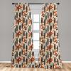 Ambesonne Botanical Curtains, Watercolor Fall Branches and Geometric Mid Century Modern Autumnal Art, Window Treatments 2 Panel Set for Living Room Bedroom, Pair of – 28″ x 84″, Forest Green Rust Tan(Ivory Ginger Dark Grey)