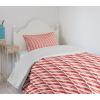 Ambesonne Candy Cane Bedspread, Red Christmas Candies Pattern with Diagonal Stripes Traditional Winter Sweets, Decorative Quilted 2 Piece Coverlet Set with Pillow Sham, Twin Size, Yellow White