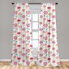 Ambesonne Cats Curtains, Modern Scandi Pattern of Kitten Love with Romantic Hearts Cartoon Design, Window Treatments 2 Panel Set for Living Room Bedroom, Pair of – 28″ x 63″, Ginger Olive Green White(Pink Yellow)
