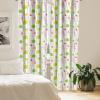 Ambesonne Cats Curtains, Modern Scandi Pattern of Kitten Love with Romantic Hearts Cartoon Design, Window Treatments 2 Panel Set for Living Room Bedroom, Pair of – 28″ x 63″, Ginger Olive Green White(White Green)