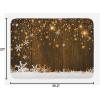 Ambesonne Christmas Bath Mat, Rustic Wooden Backdrop Snowflakes and Warm Traditional Celebration Print, Plush Bathroom Decor Mat with Non Slip Backing, 30.2″ x 20″, Brown White(Brown White)