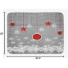Ambesonne Christmas Bath Mat, Rustic Wooden Backdrop Snowflakes and Warm Traditional Celebration Print, Plush Bathroom Decor Mat with Non Slip Backing, 30.2″ x 20″, Brown White(Grey Red White)