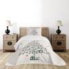 Ambesonne Christmas Bedspread, Fairies with Wands and Tree Hand Drawn Style with Wreath and Stockings Image, Decorative Quilted 2 Piece Coverlet Set with Pillow Sham, Twin Size, Green Red
