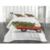 Ambesonne Christmas Bedspread, Red Retro Style Farm Truck and Big Xmas Tree Tinsel Balls Candy Design, Decorative Quilted 3 Piece Coverlet Set with 2 Pillow Shams, Queen Size, Green White