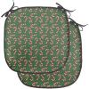 Ambesonne Christmas Chair Seating Cushion Set of 2, Candy Canes and Lollipops Classical Pattern for Holiday Xmas, Anti-Slip Seat Padding for Kitchen & Patio, 16″x16″, Green Red White(Green Red White)