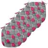 Ambesonne Christmas Chair Seating Cushion Set of 2, Candy Canes and Lollipops Classical Pattern for Holiday Xmas, Anti-Slip Seat Padding for Kitchen & Patio, 16″x16″, Green Red White(Magenta Black and White)