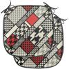 Ambesonne Christmas Chair Seating Cushion Set of 2, Candy Canes and Lollipops Classical Pattern for Holiday Xmas, Anti-Slip Seat Padding for Kitchen & Patio, 16″x16″, Green Red White(White Black Red)
