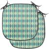 Ambesonne Christmas Chair Seating Cushion Set of 2, Candy Canes and Lollipops Classical Pattern for Holiday Xmas, Anti-Slip Seat Padding for Kitchen & Patio, 16″x16″, Green Red White(Sea Green Petrol Blue)