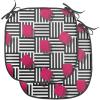 Ambesonne Christmas Chair Seating Cushion Set of 2, Candy Canes and Lollipops Classical Pattern for Holiday Xmas, Anti-Slip Seat Padding for Kitchen & Patio, 16″x16″, Green Red White(Magenta Black and White)