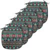 Ambesonne Christmas Chair Seating Cushion Set of 2, Candy Canes and Lollipops Classical Pattern for Holiday Xmas, Anti-Slip Seat Padding for Kitchen & Patio, 16″x16″, Green Red White(Dark Coral Aqua Yellow)