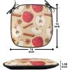 Ambesonne Christmas Chair Seating Cushion Set of 2, Gingerbread Man House Cones Xmas Cookie Celebration Theme, Anti-Slip Seat Padding for Kitchen & Patio, 16″x16″, Pale Brown and White(Beige Cinnamon Red)