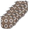 Ambesonne Christmas Chair Seating Cushion Set of 6, Pine Fir Cones Balls and Coniferous Tree Leaves Holly Berry Old Fashioned, Anti-Slip Seat Padding for Kitchen & Patio, 16″x16″, Red Green Grey(Dark Brown White Brown)