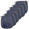 Ambesonne Christmas Chair Seating Cushion Set of 6, Pine Fir Cones Balls and Coniferous Tree Leaves Holly Berry Old Fashioned, Anti-Slip Seat Padding for Kitchen & Patio, 16″x16″, Red Green Grey(Turquoise Dark Blue)