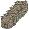 Ambesonne Christmas Chair Seating Cushion Set of 6, Pine Fir Cones Balls and Coniferous Tree Leaves Holly Berry Old Fashioned, Anti-Slip Seat Padding for Kitchen & Patio, 16″x16″, Red Green Grey(Brown Green and Yellow)