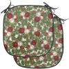Ambesonne Christmas Chair Seating Cushion Set of 6, Pine Fir Cones Balls and Coniferous Tree Leaves Holly Berry Old Fashioned, Anti-Slip Seat Padding for Kitchen & Patio, 16″x16″, Red Green Grey(Red Green Grey)