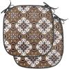 Ambesonne Christmas Chair Seating Cushion Set of 6, Pine Fir Cones Balls and Coniferous Tree Leaves Holly Berry Old Fashioned, Anti-Slip Seat Padding for Kitchen & Patio, 16″x16″, Red Green Grey(Dark Brown White Brown)