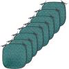 Ambesonne Christmas Chair Seating Cushion Set of 6, Pine Fir Cones Balls and Coniferous Tree Leaves Holly Berry Old Fashioned, Anti-Slip Seat Padding for Kitchen & Patio, 16″x16″, Red Green Grey(Teal Turquoise)