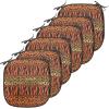Ambesonne Christmas Chair Seating Cushion Set of 6, Pine Fir Cones Balls and Coniferous Tree Leaves Holly Berry Old Fashioned, Anti-Slip Seat Padding for Kitchen & Patio, 16″x16″, Red Green Grey(Orange Amber and Sepia)